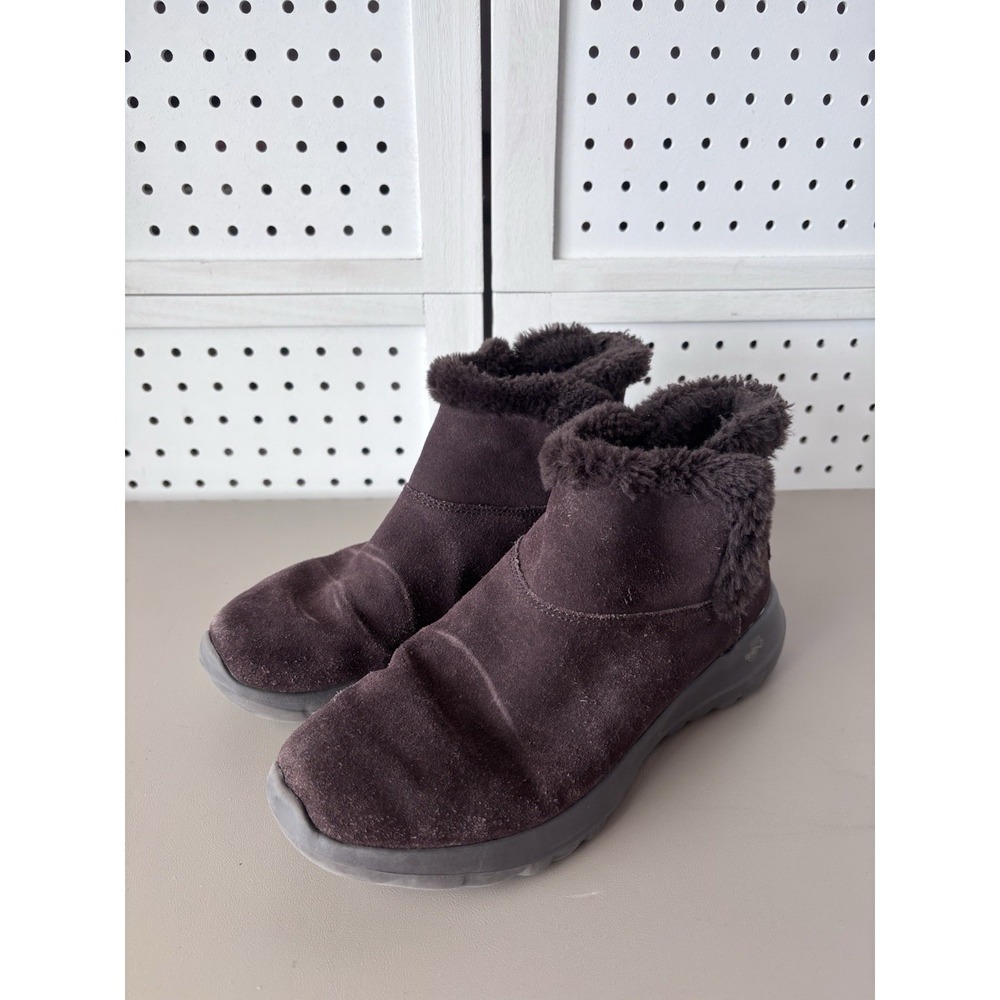 Sketchers Air Cooled GOGA MAT Women's‎ Size 8 Ankle Boots Brown Suede Faux Fur